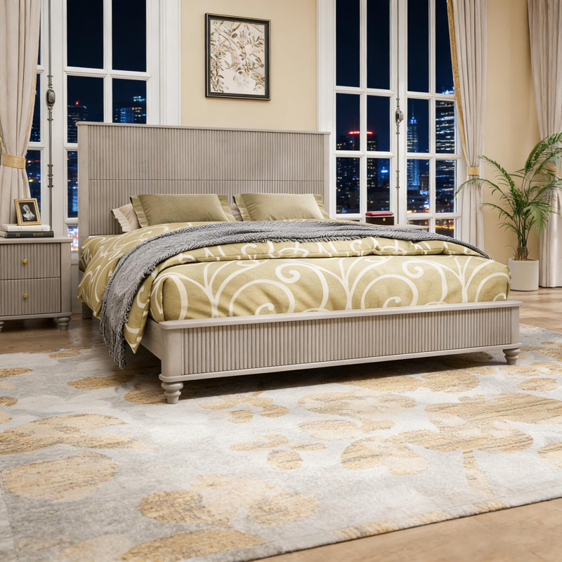 Base de lit en bois massif, Gris