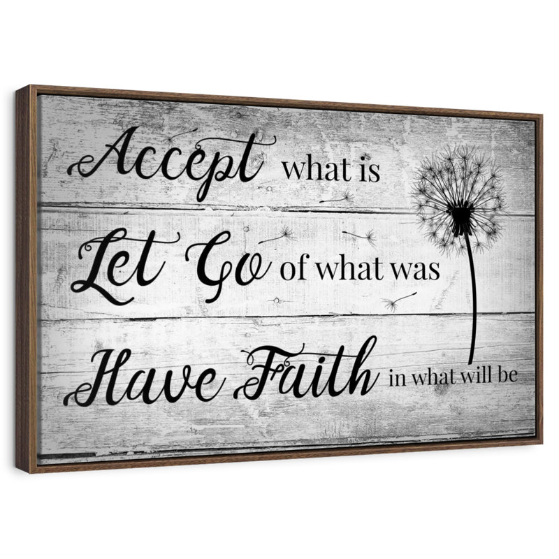 Citation «Have Faith», 19 po x 13 po, Cadre flottant noyer