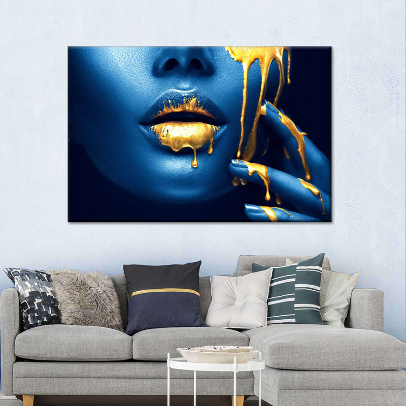 Liquid Gold Makeup Canvas Print, 34" H x 51" W x 1.25" D