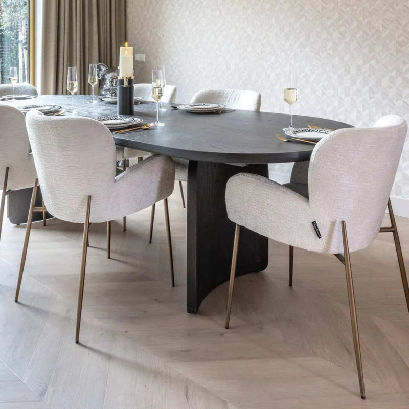 Fairmont Oval Solid Oak Dining Table, Black, 39" W x 106" L