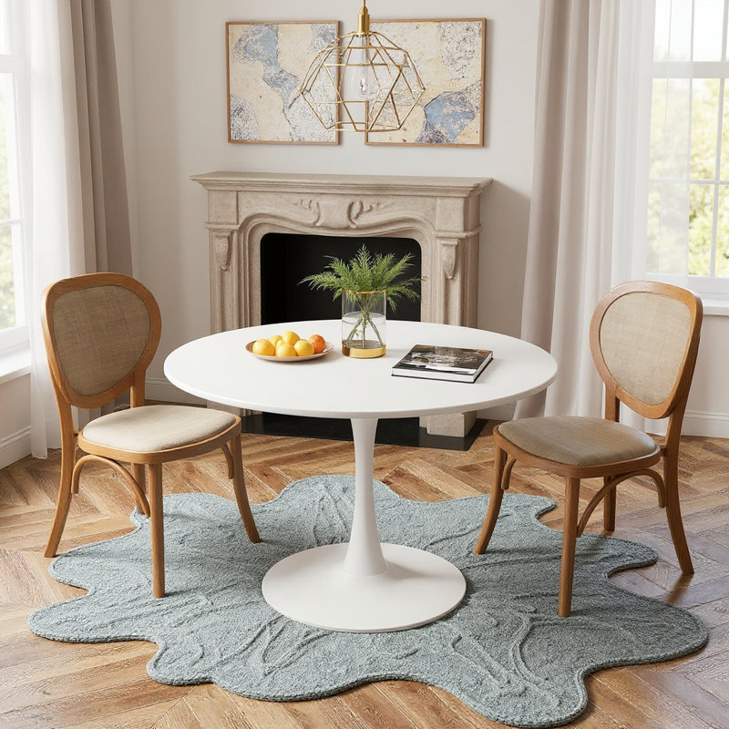 Table de salle à manger Indars, Blanc, L 38,6 po x L 38,6 po