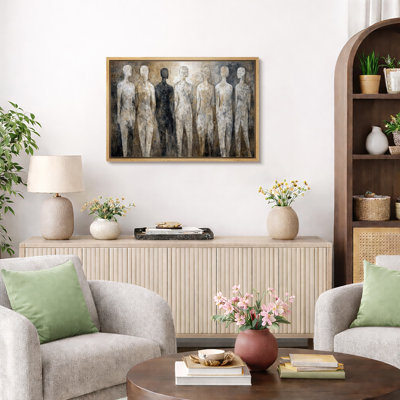 Abstract Figures Artwork, Diverse Human Connection Pictures, Framed Canvas Giclee Print Wall Art