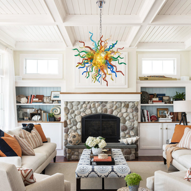 4-light Modern Artistic Hand-blown Glass Sputnik Chandelier