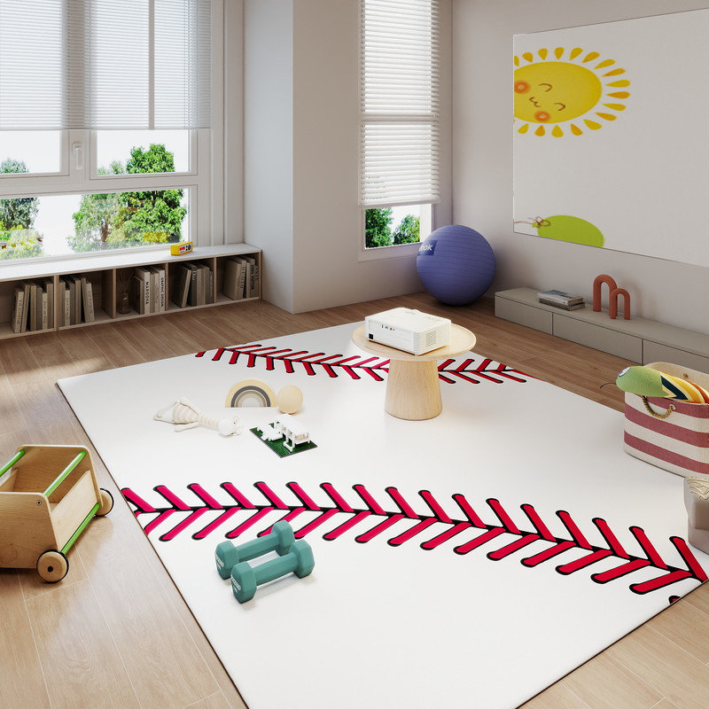 Kids Carpet Playmat Rug with Non-Slip Backing Baseball Game Area Rug for Baby Toddler Kid Child in Bedroom Classroom Playroom