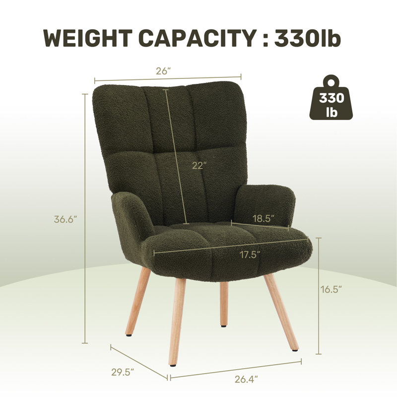 Fauteuil d'appoint en velours Teddy, Velours vert