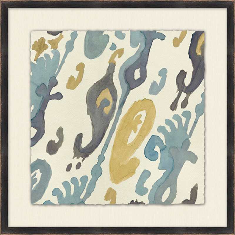 Ikat Neutral Study 3 - Peinture encadrée sur papier