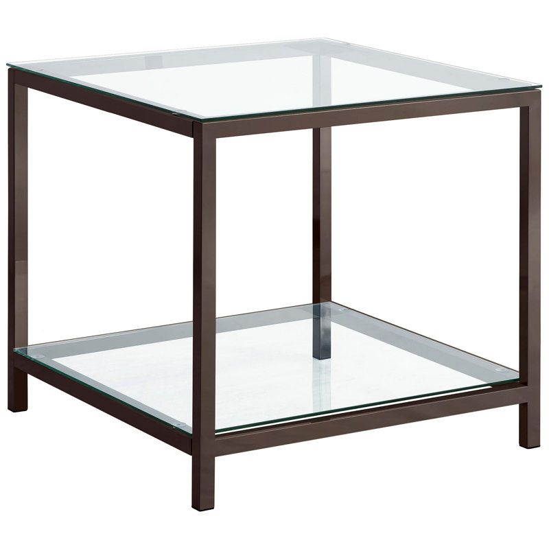 1-Shelf Glass Top Side End Table