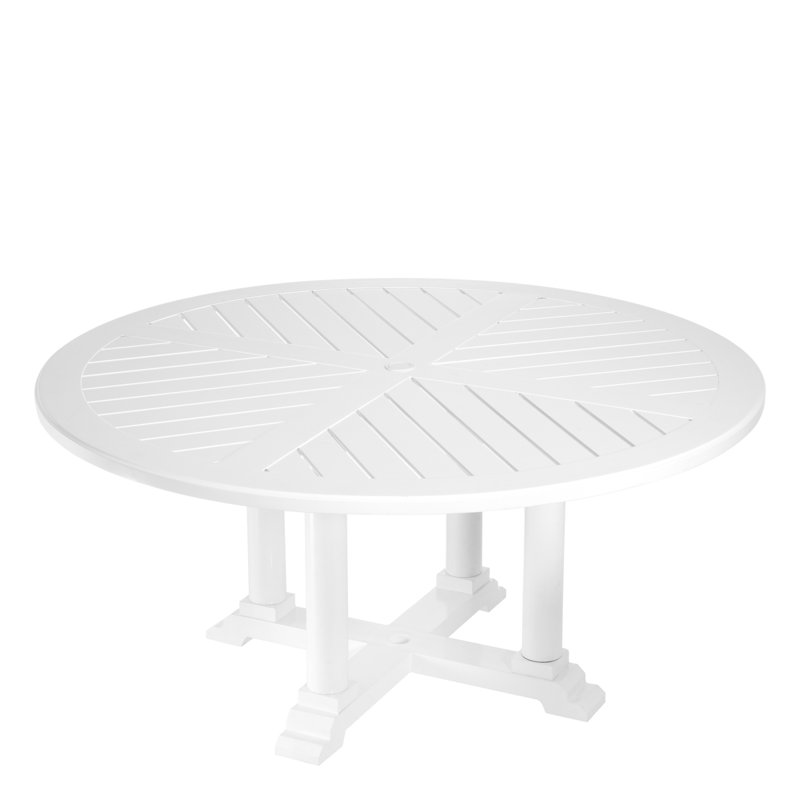 Outdoor Table Outdoor Round Dining Table, White, 29.33" H x 62.99" L x 62.99" W