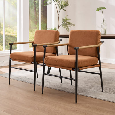 Modern Upholstered Dining Chair With Armrests And Backrest, Stylish Dining Chair With Removable Upholstery