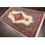 Tapis rouge / beige en laine noué à la main de conception unique 4 pi 4 po x 6 pi 5 po Jaronda