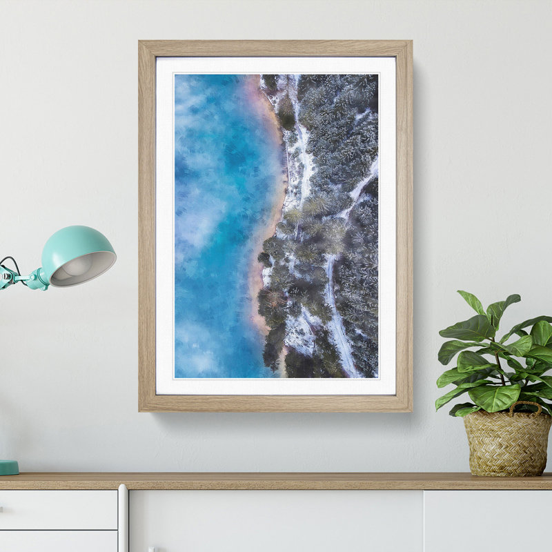 Above Braies Lake in Italy - Picture Frame Painting Print, 33cm H x 24cm W x 2cm D, Oak Framed