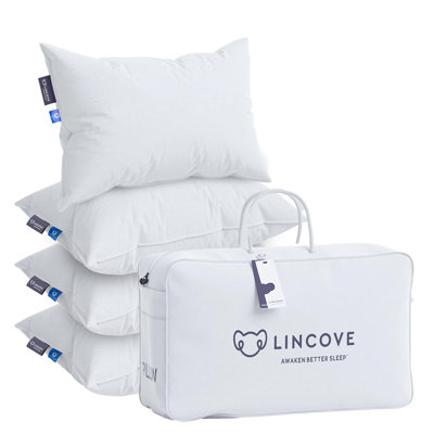 Lincove Throw Pillow Insert - 4 Pack - 100% Cotton Shell, Down Alternative Fill, Hypoallergenic - Made in Canada