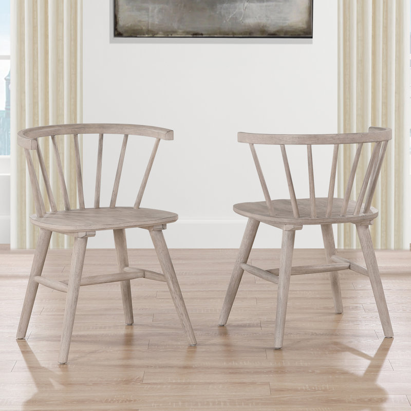 Meili Windsor Back Solid Wood Side Chair, Tan