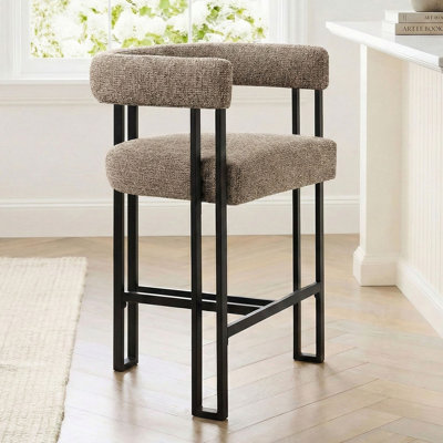 24" Upholstered Tweed Arm Counter Stool