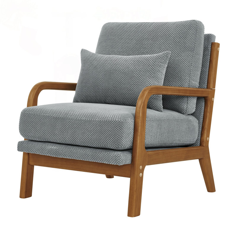 Chaise longue en bois avec revêtement Nubby, Light Grey