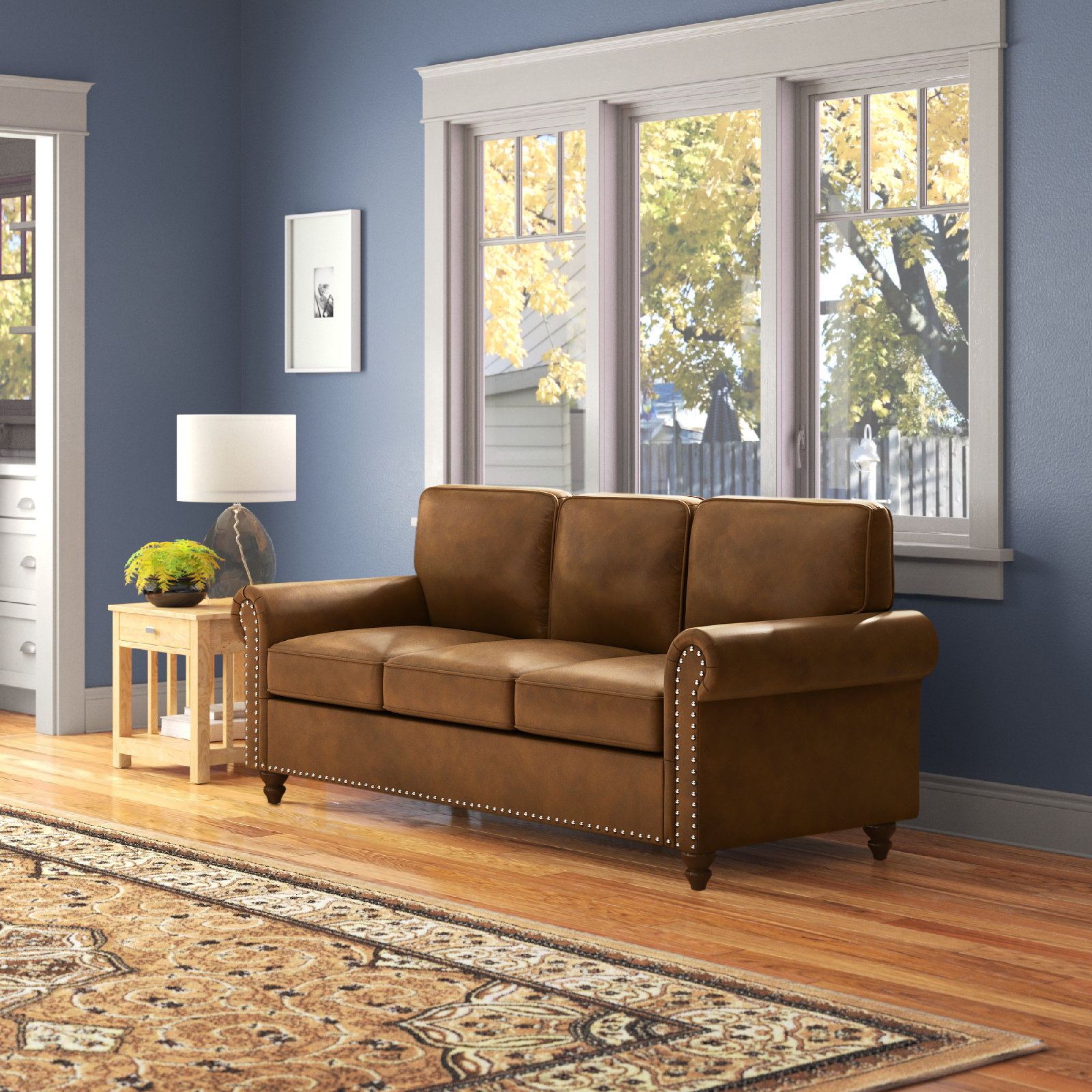 Abduallah 78'' Faux Leather Sofa - Ginger