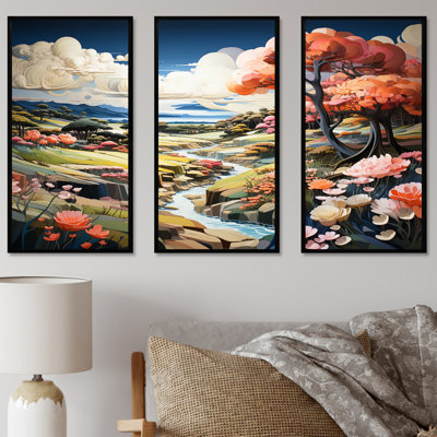 «Japanese Golf Course Landscape Harmony I - River Decor», art mural sur toile