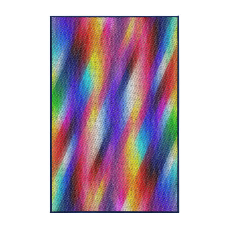 Bleu abstrait/rouge/jaune Tapis décoratif, Rectangle 6 pi x 9 pi
