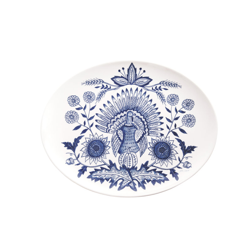 Plateau de service bleu et blanc