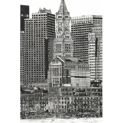 B&W US Cityscape-Boston by Melissa Wang - Wrapped Canvas Print