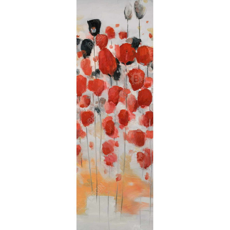 Fleurs abstraites roses, impression sur toile, H 60 po x l 20 po