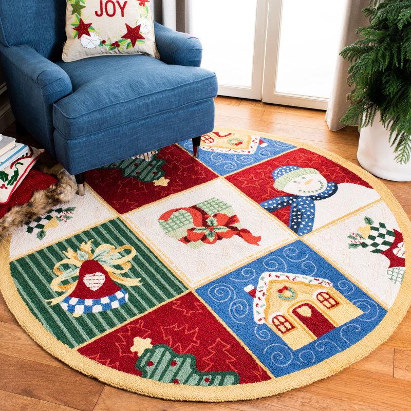 Paget Hand Hooked Wool Floral Rug, Round 4'