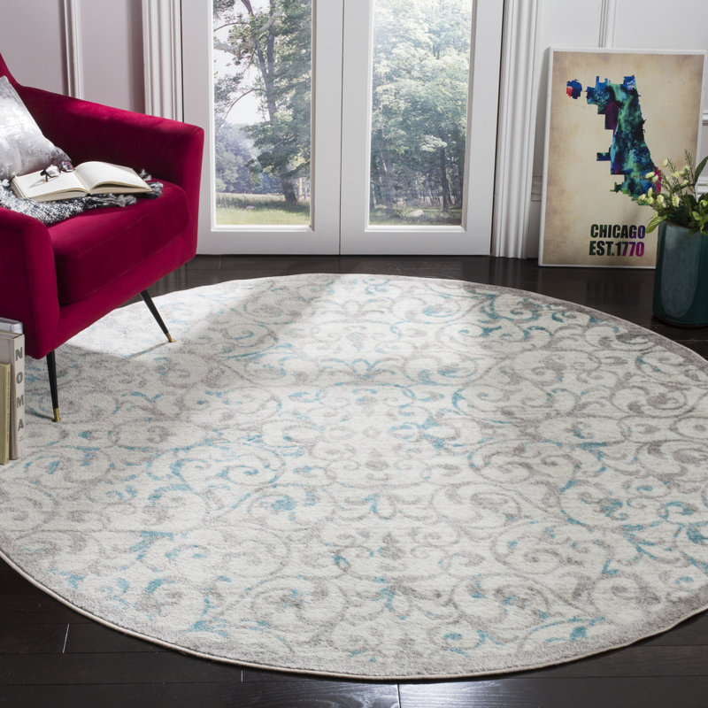Kingstowne Skyler Performance Floral Rug, Round 6'7"