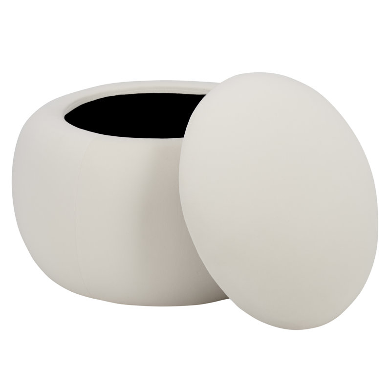 Siara Round Storage Ottoman, Creme