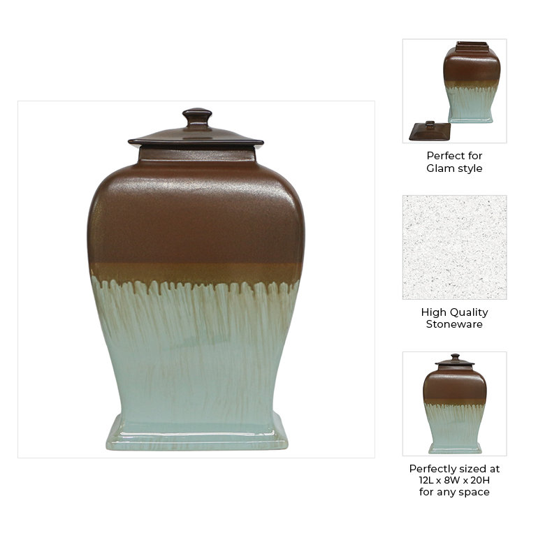 Townsend Handmade Stoneware Jar, 20" H x 8" W x 12" D, Ivory