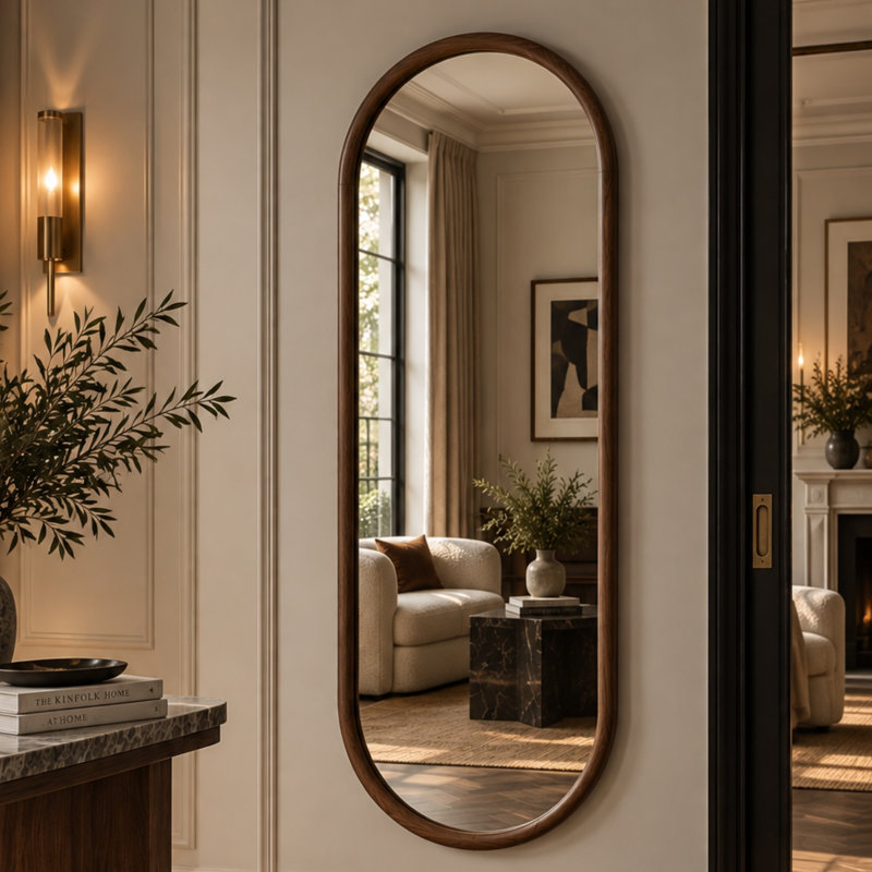 Solid Wood Wall Mirror, 150 cm H x 60 cm W