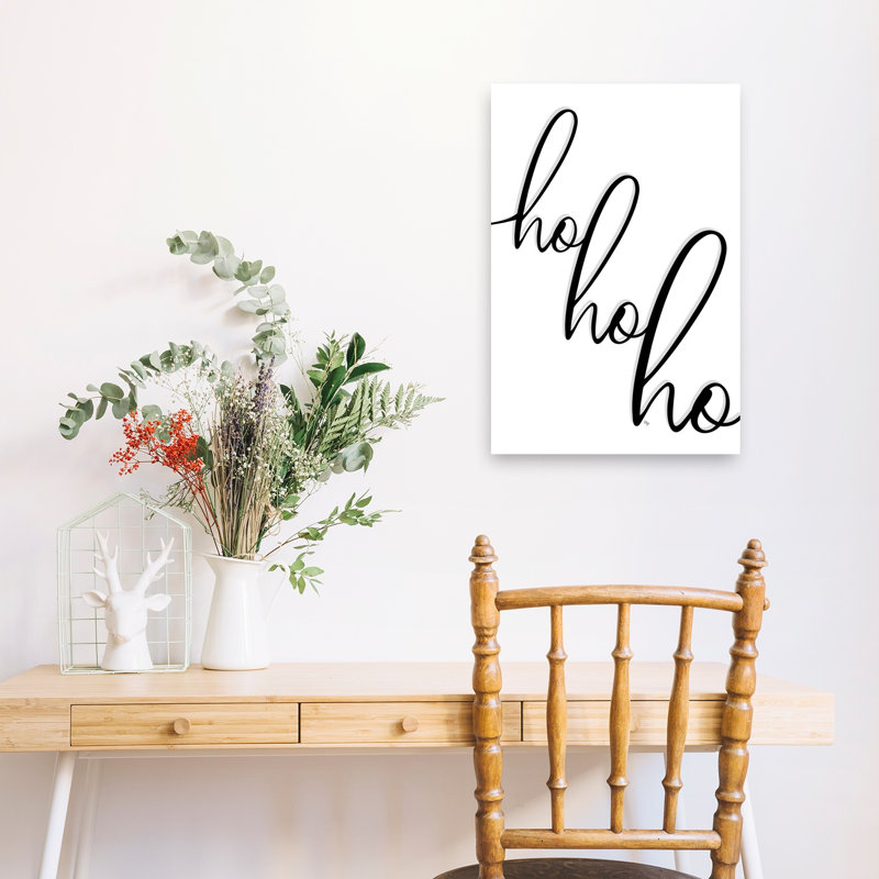 Ho Ho Ho Christmas Minimalist Modern Abstract Winter Wall Art Print 1 Piece Wrapped Canvas Wall Art, 60.96cm H x 40.64cm W