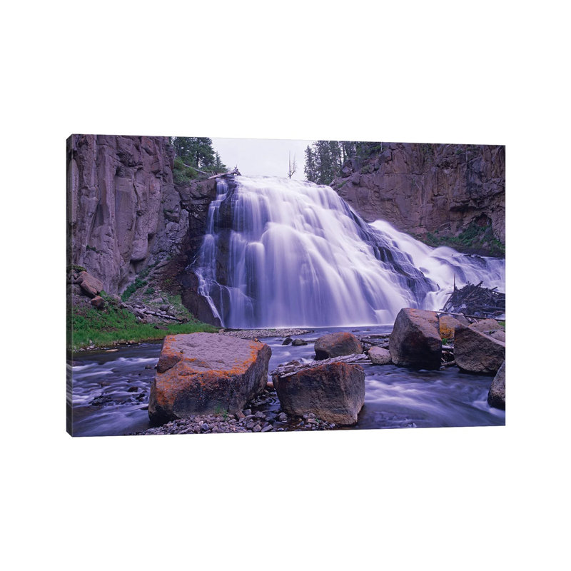 Gibbon Falls Cascading Into River, Yellowstone National Park, Wyoming by Tim Fitzharris - Wrapped Canvas Print