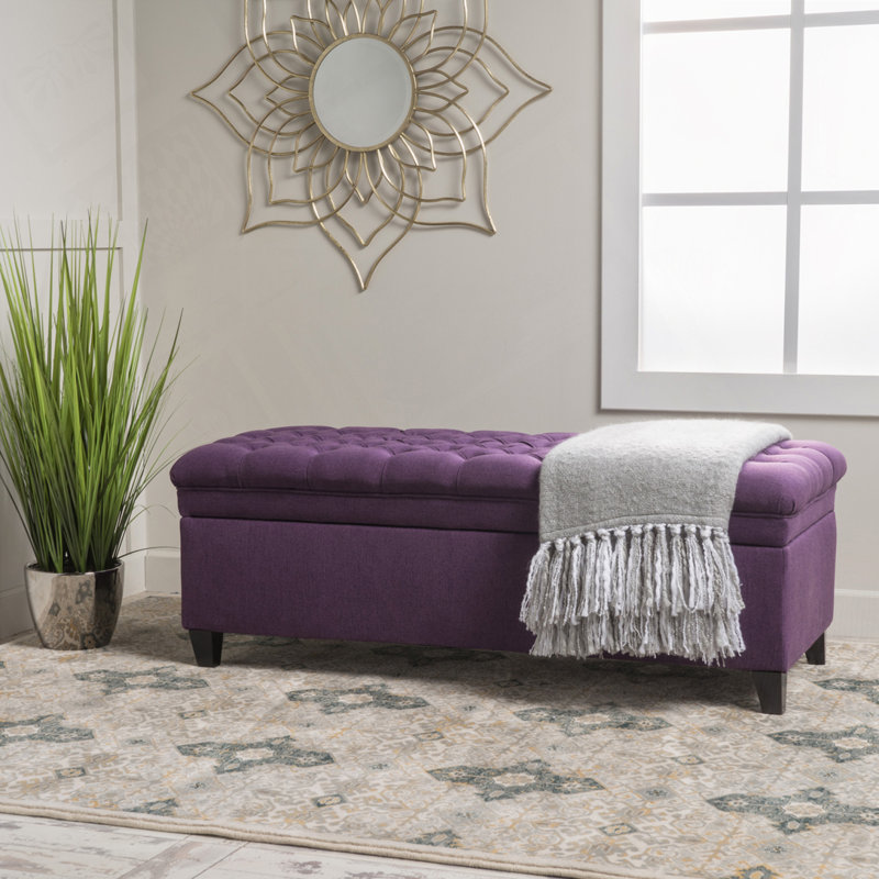 Banc rembourré avec espace de rangement, Mauve