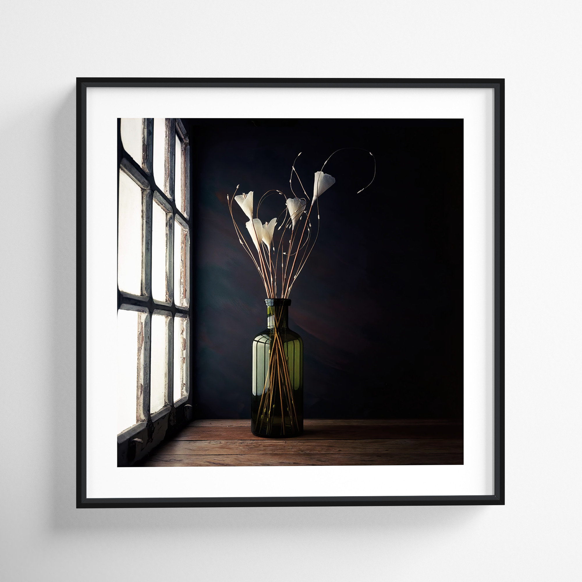 The Green Bottle by Luiz Laercio, Black Framed, 21" H x 21" W