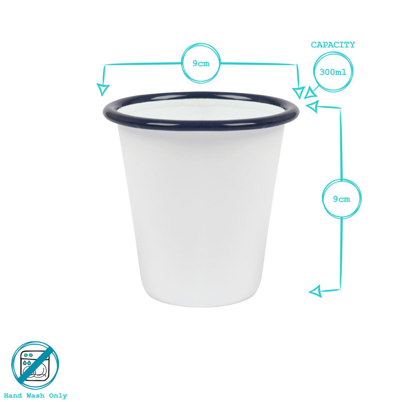 300ml Enamel Drinking Glass, Blue, 6