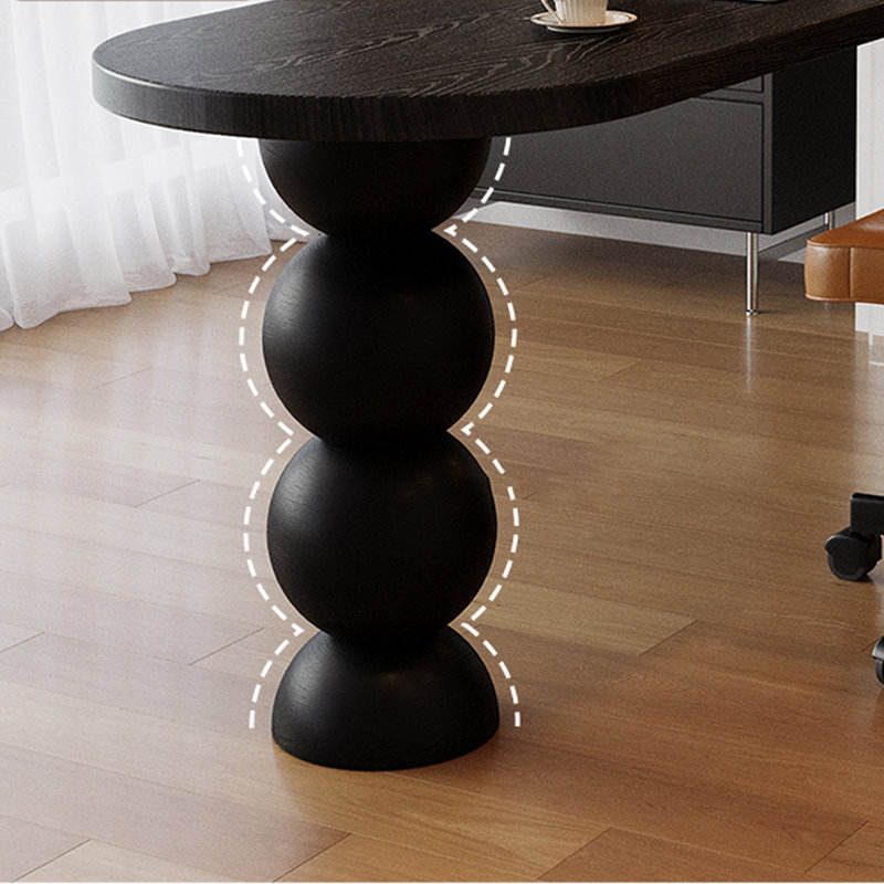 Black Half-circle Solid Wood + Acrylic desk, 29.53" H x 55.12" W x 23.62" D