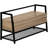 Modern Entryway Bench With Shoe Rack, 42" Rectangular, Taupe, Black Metal Taupe For Entryway, X 16", Storage Compartment,
