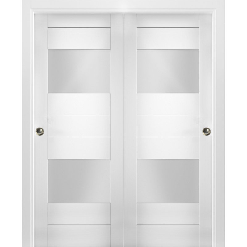 Portes blanches en verre givré Sete, 36 po x 84 po