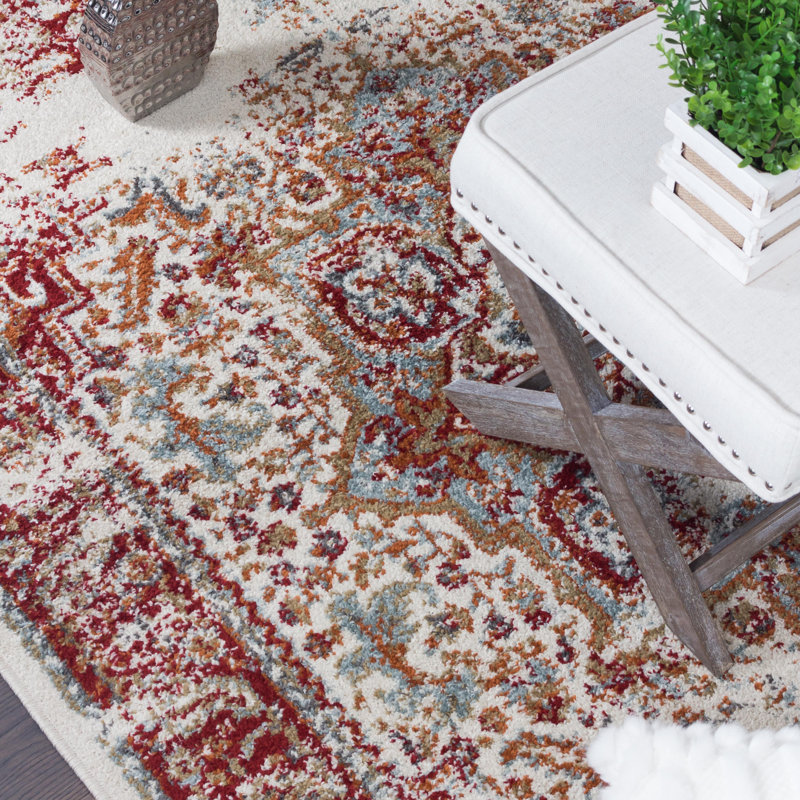 Tapis oriental rouge / beige Talamantes, Rectangle 4 pi 4 po x 6 pi 2 po