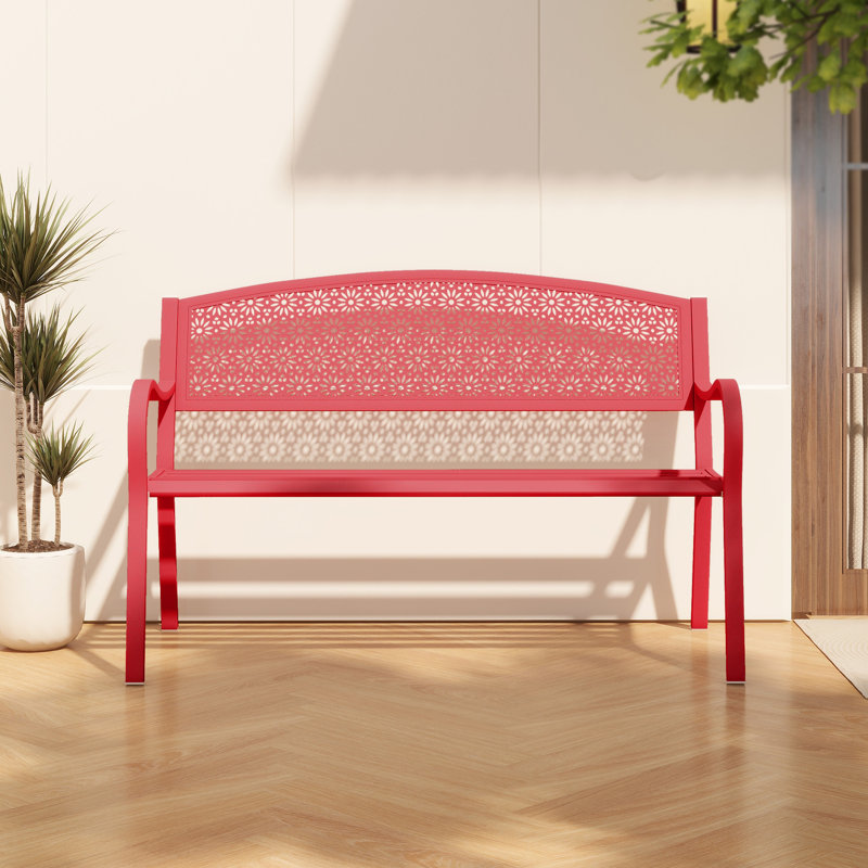 Banc d'extérieur en métal Brka, Rouge