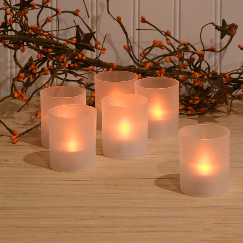 Votives givrées avec lumières DEL à piles, Orange