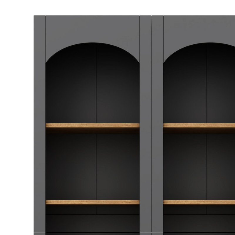 Bibliothèque à 2 niveaux avec tablettes réglables, gris pour bureau à domicile, dortoir, armoire à pièces, cuisine avec tablettes, conception stable