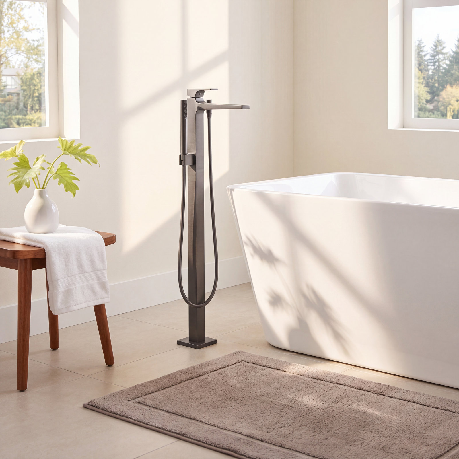 Metropol Freestanding Tub Filler Trim, Brushed Black Chrome