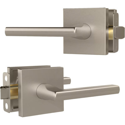 Mega Handles PRIME Reversible Passage Door Levers with Square Rosette | Modern Interior Handle for Bedroom, Bathroom, Hallway | Fits Standard Doors