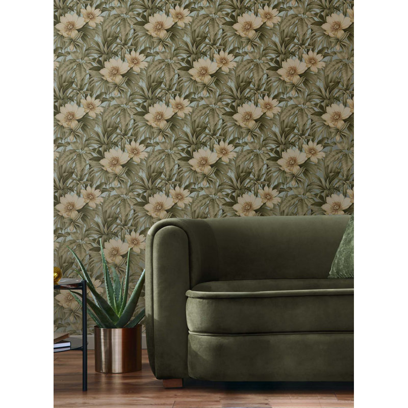 Rouleau de papier peint L 33 pi x l 20,5 po Lilly-Brooke, Fougère / crème