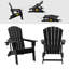 Fauteuil de loisir pliable en PEHD Adirondack - grand espace, adapté à tous les temps, supportant plusieurs types de tasses, nécessitant peu d'entretien, pesant 400 livres, noir, 4 pièces-126662664