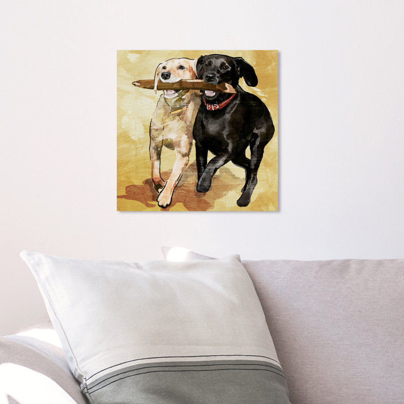 «Animals Playtime Dogs and Puppies», impression sur toile tendue, H 20 po x l 20 po, Toile tendue, Sans cadre