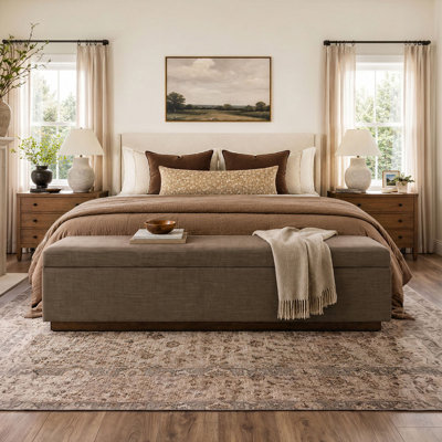 70" Upholstered Storage Bench with Lift Top, Multi-Functional Storage Bench