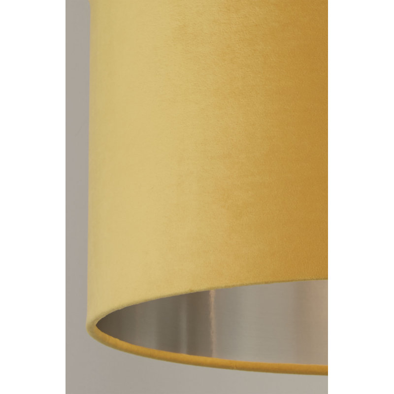 Velvet, Plastic And Mild Steel Traditional, 26 cm H x 45 cm W x 45cm D, Ochre/Brushed Silver