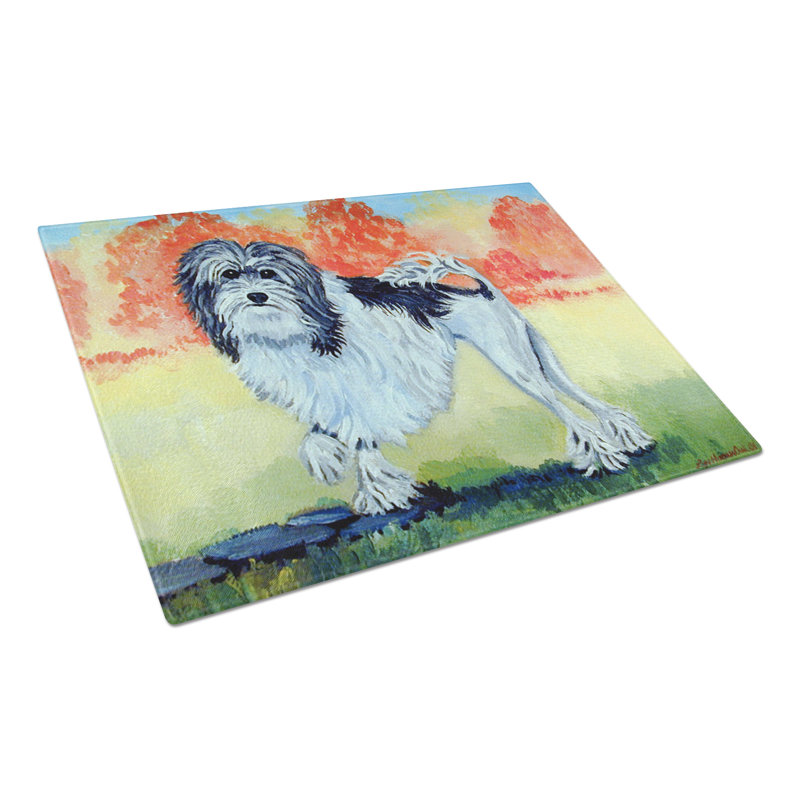 Planche à découper en verre caroline trésors petit chien lion